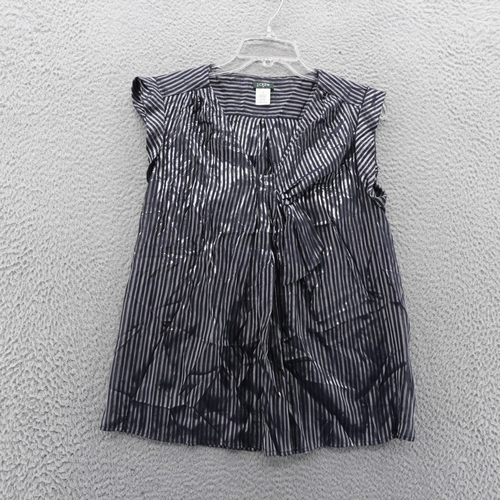 J Crew Sleeveless Top‎ Size Small Blue Metallic Striped Blouse Party Cocktail